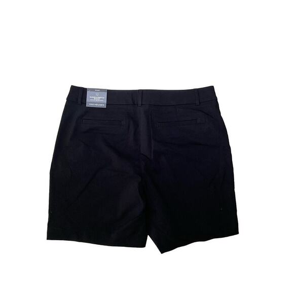 Van Heusen Super Stretch Bermuda Short Women's 12 Black Slash Pocket Flat Front - Picture 2 of 6